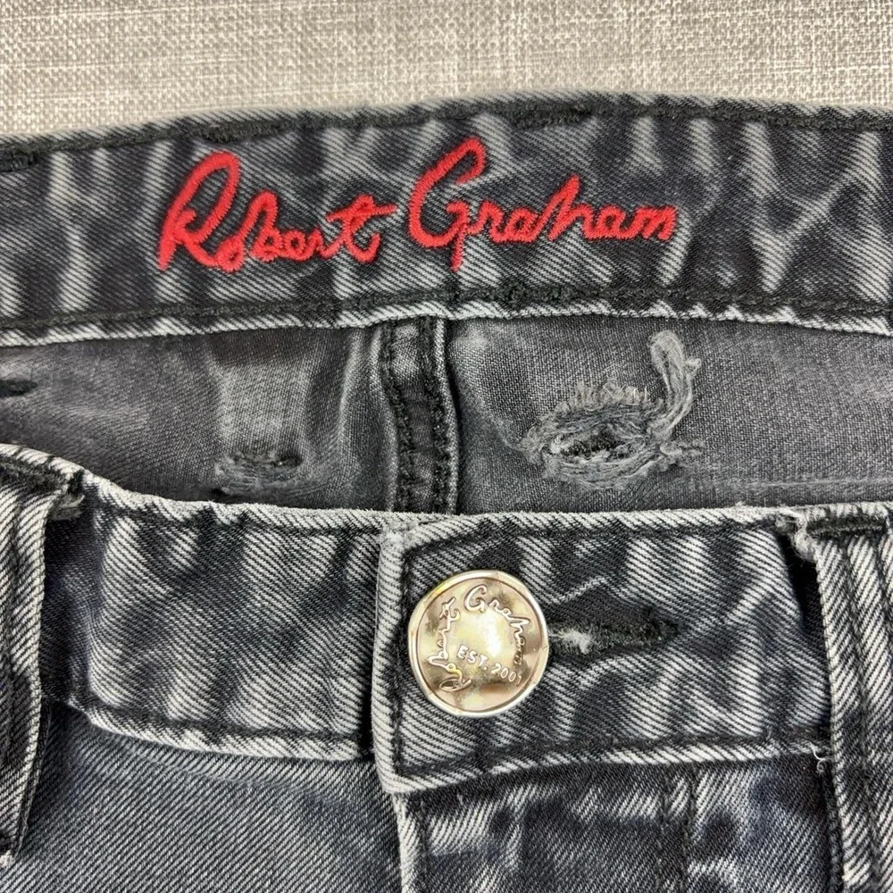 Robert Graham Classic Yates Jeans Mens 31x28 Gray Charcoal Wash Straight Denim